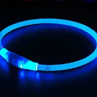 Ошейник для собак светящийся LED водостойкий с зарядкой USB универсальный Синий