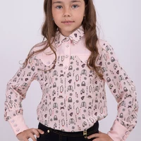 Детская пудровая блуза рубашечного типа на пуговицах Suzie. Мира блуза пудра р.122