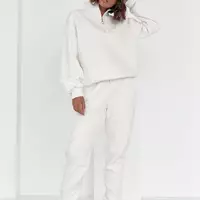 Женский спортивный костюм с молнией на воротнике - молочный цвет, L/XL (есть размеры)