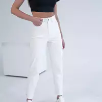 Женские полуприлегающие брюки Teamv MOM COTON TWILL Белые