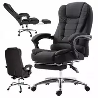 Комп'ютерне крісло офісне BOSS з підставкою для ніг – Чорне крісло для офісу KO22CZ Тканина