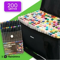Маркеры двусторонние Touch 200 цветов и набор лайнеров 24 цвета для эскизов и скетчей, набор фломастеров