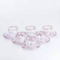 Чайний сервіз на 6 персон скляний Clear, рожевий