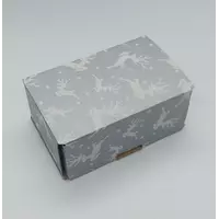Коробка  "Олени " 14*14*7 см ( серебро)