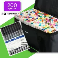 Маркеры двусторонние Touch 200 цветов и набор лайнеров 9 шт для эскизов и скетчей, набор фломастеров