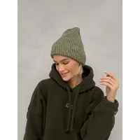 Тепла жіноча безшовна бавовняна шапка Fashion у рубчик колір хакі